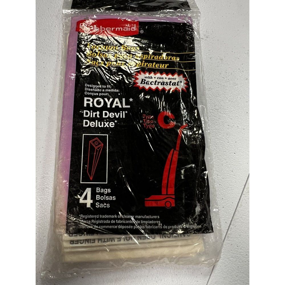 Rubbermaid Vacuum Bags Royal Dirt Devil Deluxe Type C 4 Pack-New Opened Not Used
